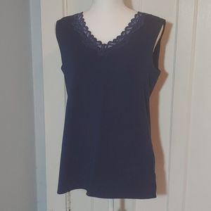 White Stag navy tank w/ lace detail size 12/14